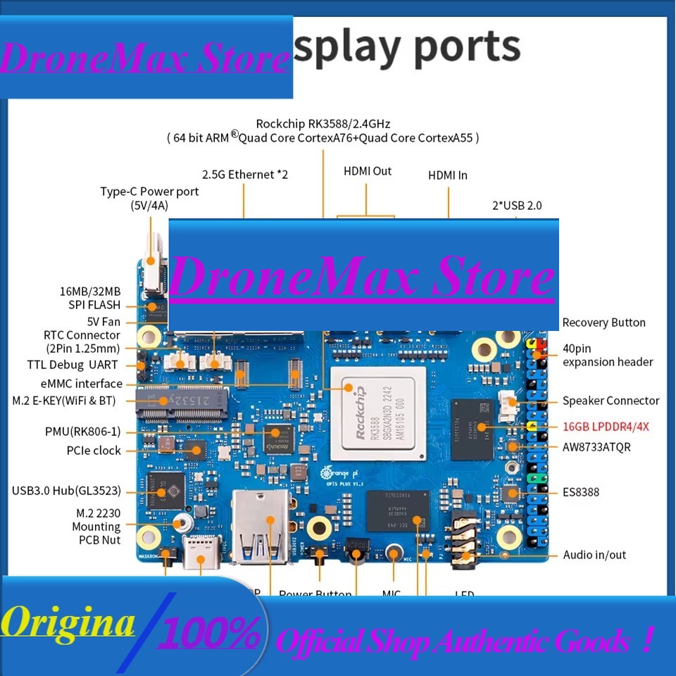 Orange Pi 5 Plus 32Gb - DroMaRockchip Single Board RK3588 Orange Pi