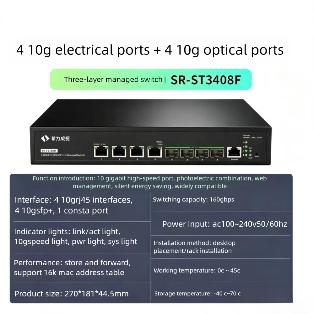 Sirivision 8 Port 10G SFP+ L3  - đánh giá và giá Sfp+ 10G Managed Switch 8 Port